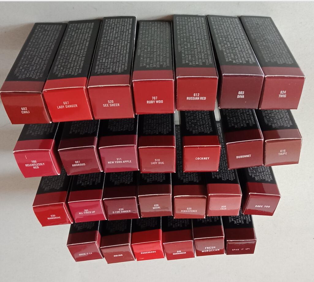 Brand Lipstick Matte Rouge A Levres Aluminum Tube Lustre 29 Colors Lipsticks with Series Number Russian Red Top Quality DHL shipping, As picture
Brand Lipstick Matte Rouge A Levres Aluminum Tube Lustre 29 Colors Lipsticks with Series Number Russian Red Top Quality DHL shipping, As picture