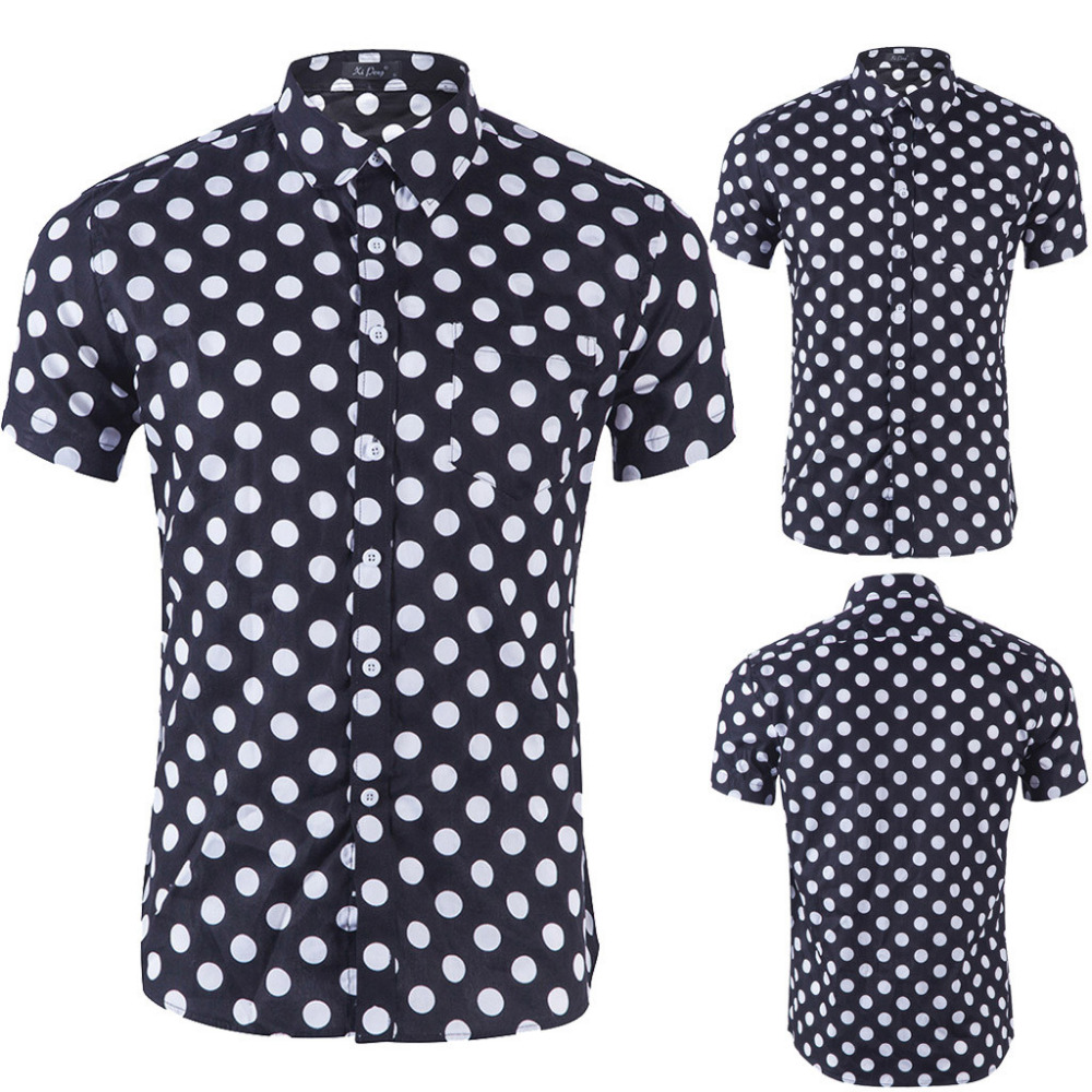 Men shirt summer Hawaiian Shirt Men' Fashion Dot Printed Blouse Casual Short sleeve slim men Tops Polyester Casual, Black
Men shirt summer Hawaiian Shirt Men' Fashion Dot Printed Blouse Casual Short sleeve slim men Tops Polyester Casual, Black
