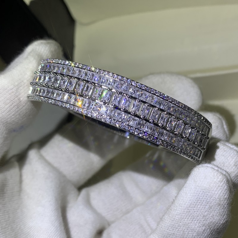Choucong Super Shinning Luxury Jewelry 7 Style 925 Sterling Silver Full White Topaz CZ Diamond Gemstones Wrist Women Bangle Bracelet Gift