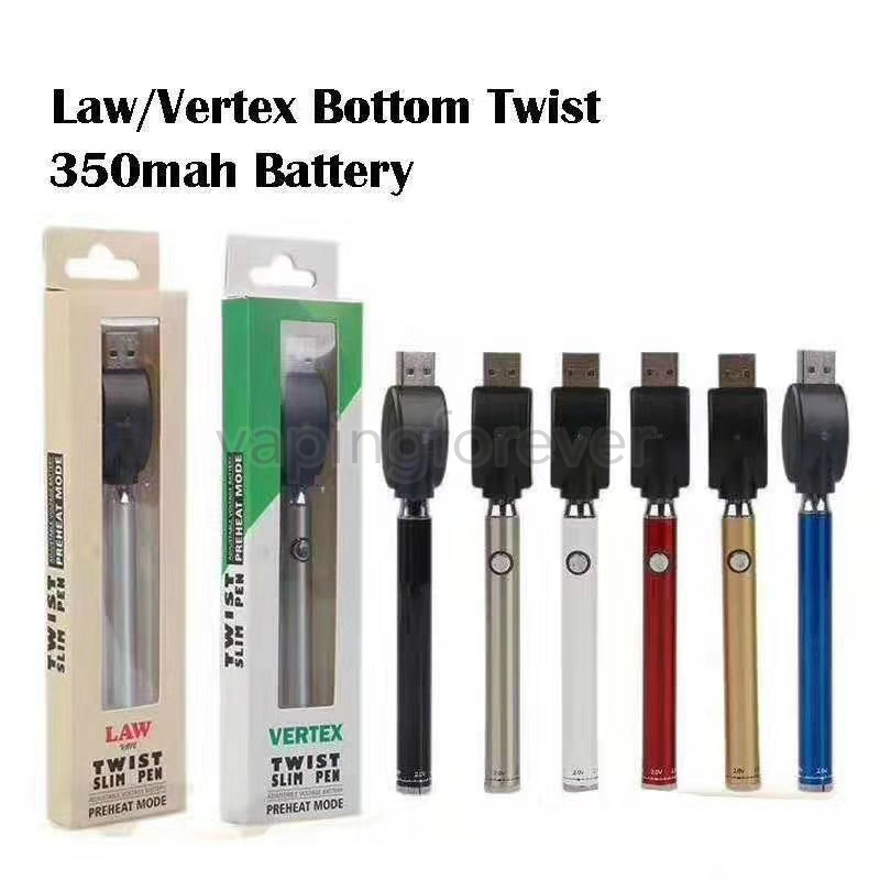 Authentic Law Vertex Preheat Battery Bottom Twist Battery 380mAh Slim Ego Twist Vape Pen Variable Voltage Vaporizer for Thick Oil Cartridge
Authentic Law Vertex Preheat Battery Bottom Twist Battery 380mAh Slim Ego Twist Vape Pen Variable Voltage Vaporizer for Thick Oil Cartridge