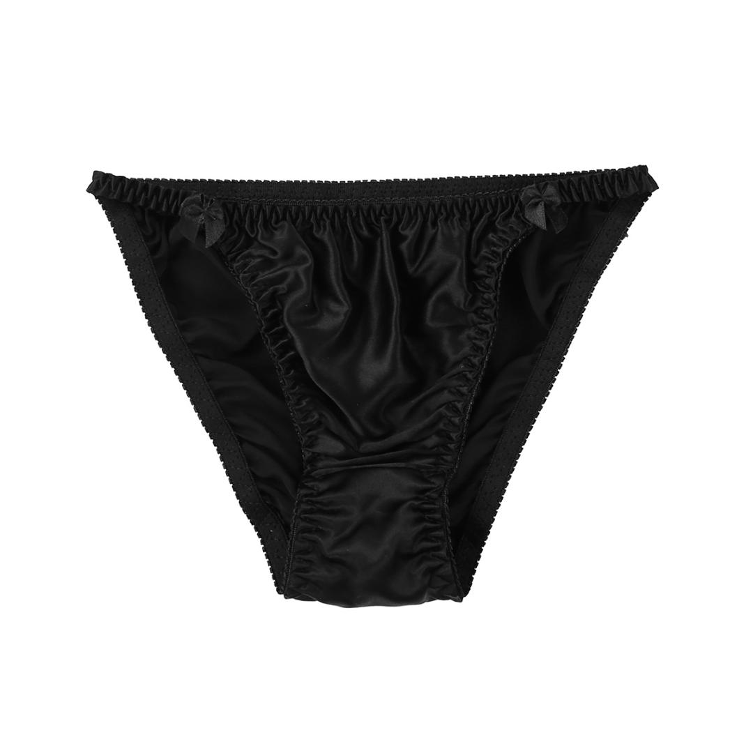 Women's Briefs Sexy Silk Smooth Soft Underwear Woman Elastic Waistband Lingerie Panties Low Rise High Cut Pure Color Underpants