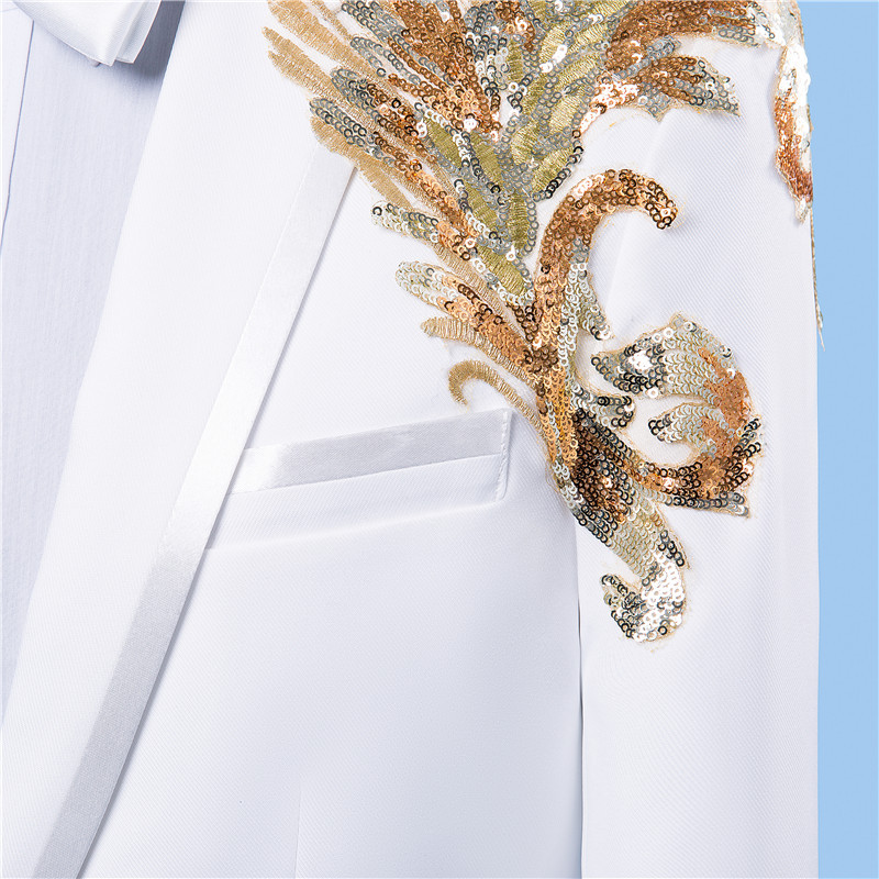 2piece handsome sequins white mens suit fashion groom suit wedding suits for best men slim fit groom tuxedos for man in stock