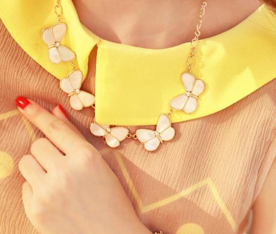 Fashion-hell Butterfly Choker Necklace with Crystal And Gold Chain Beautiful Fashion Jewelry for Lady Free Shipping Christmas Gift