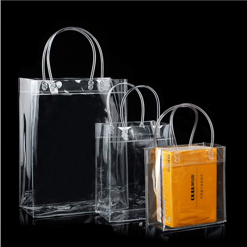 New Fashion PVC Women Clear Bag Transparent Tote Design Cosmetic Shoulder Hangbags Storage Bags for Work Stadium Approved