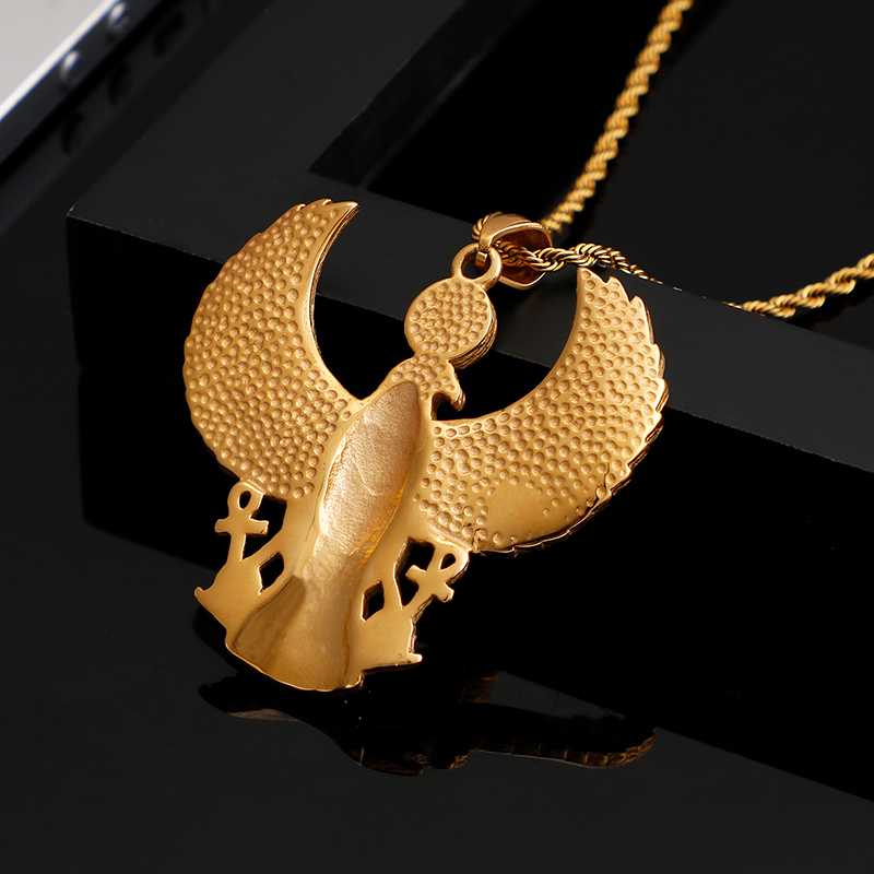 Full Rhinestone Inlay Eagle Pendants Necklace New Men Hip Hop 316L Stainless Steel 18K Gold Plated Jewelry