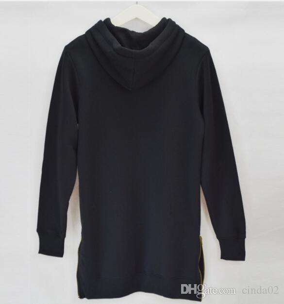 Black mens longline hoodies men fleece solid sweatshirts fashion tall hoodie hip hop side zipper streetwear extra long hiphop