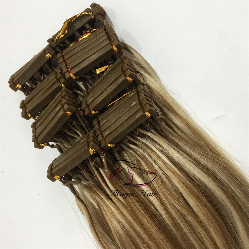 2019 New Products Hair Second Customized Color Available 6D Human Hair Extensions P6/613# Highlight 50grams/bag Can Be Styled With Iron