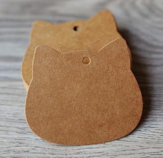 Cat Head Kraft Paper Tags Gift Wrap Labels DIY Wedding Birthday Note Blank Craft Gift Tag 5.2x6.5cm 300pcs/lot