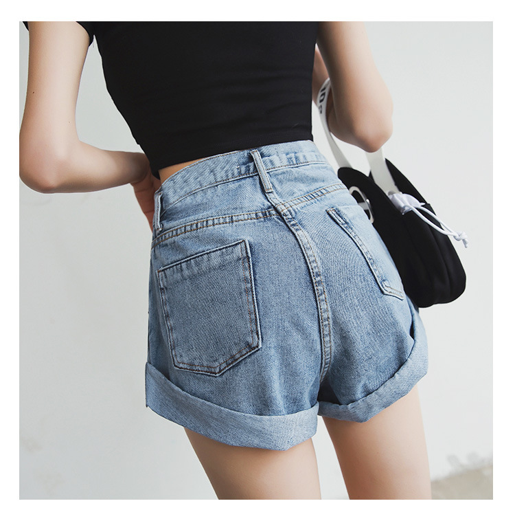 Garemay Women's Denim Shorts Classic Vintage High Waist Blue Wide Leg Female Caual Summer Ladies Shorts Jeans For Women