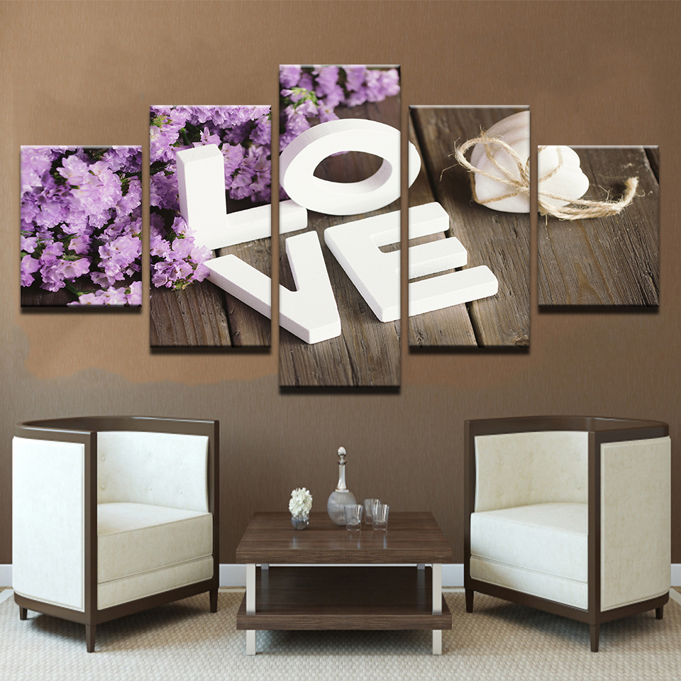 Modular Pictures Living Room Wall Art 5 Piece Purple Hyacinth Flower Paintings Home Decor Canvas HD Prints LOVE Poster No Frame
Modular Pictures Living Room Wall Art 5 Piece Purple Hyacinth Flower Paintings Home Decor Canvas HD Prints LOVE Poster No Frame