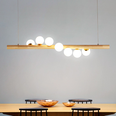 Wood White Glass Ball Led Pendant Lamps Dining room Hanglamp G4 Bulb Coffee Shop Bar chandelier Home Luminaire Nordic Lamp