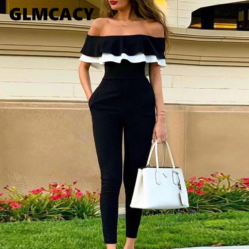 Women Off Shoulder Colorblock Ruffles Bodycon Jumpsuit Skinny Streetwear Office Ladies Slim Fit Black Jumpsuits
Women Off Shoulder Colorblock Ruffles Bodycon Jumpsuit Skinny Streetwear Office Ladies Slim Fit Black Jumpsuits