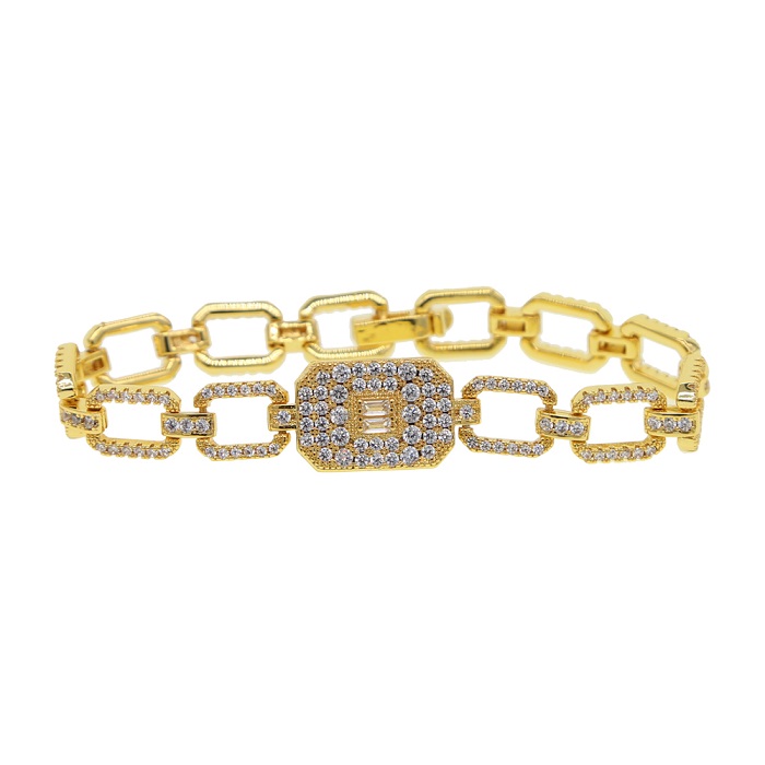 Iced out Hip hop bling micro pave cz bracelet for women jewelry 17cm Miami cuban link chain hiphop