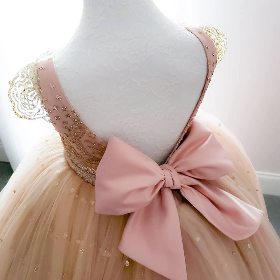 vintageinspired sparkling lace flower girl outfit with flowers and pearls formal pageant dress f054