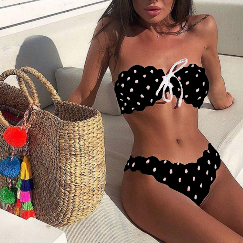 Sexy brésilien Bikini ensembles Push Up sport maillots de bain femmes à lacets string maillot de bain femme Bandeau maillot de bain vêtements de