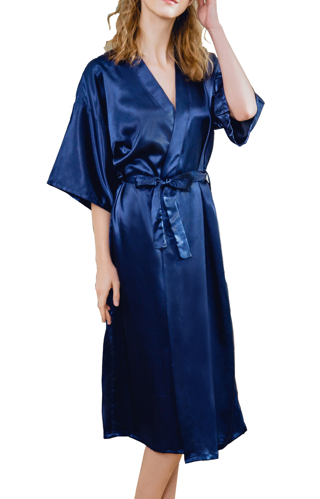 Women Kimono Bridesmaids Dressing Gown Elegant Bathrobe Nightwear Cardigan Ladies V Neck Half Sleeve Midi Nightdress Pajamas with Belt, Navy
Women Kimono Bridesmaids Dressing Gown Elegant Bathrobe Nightwear Cardigan Ladies V Neck Half Sleeve Midi Nightdress Pajamas with Belt, Navy