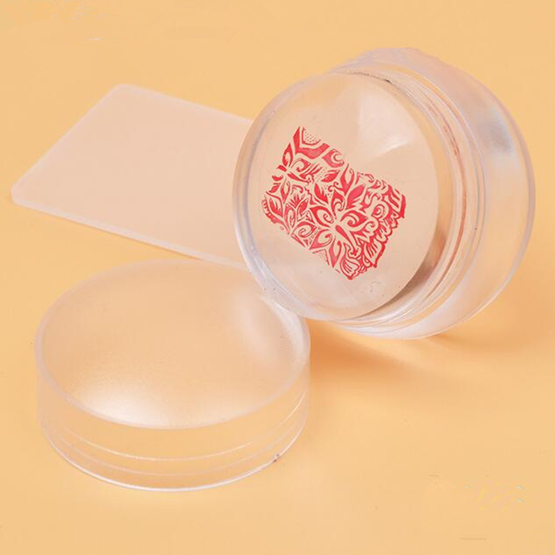 3.5cm Head Design Matte Nail Art Stamper Stamping Scraper With Cap Silicone Jelly Clear Transparent Template Tools Manicure Set