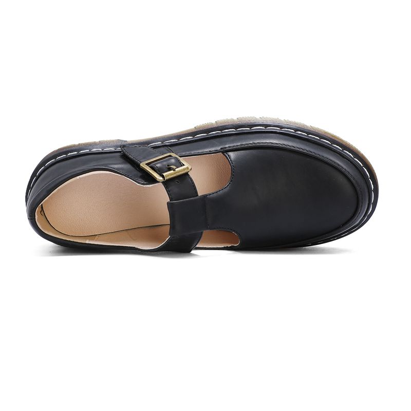 Dress Shoes AGODOR Women T-strap Mary Jane Pumps School Uniform Ladies Brown Casual Buckle Size 33-4311
