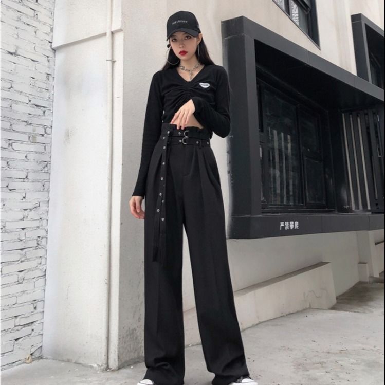 2020 New Steetwear Vetical Sense Wide Leg Women Long Pants High Waist Thin Straight Female Casual Fashion Loose Trousers L52, As pic
2020 New Steetwear Vetical Sense Wide Leg Women Long Pants High Waist Thin Straight Female Casual Fashion Loose Trousers L52, As pic