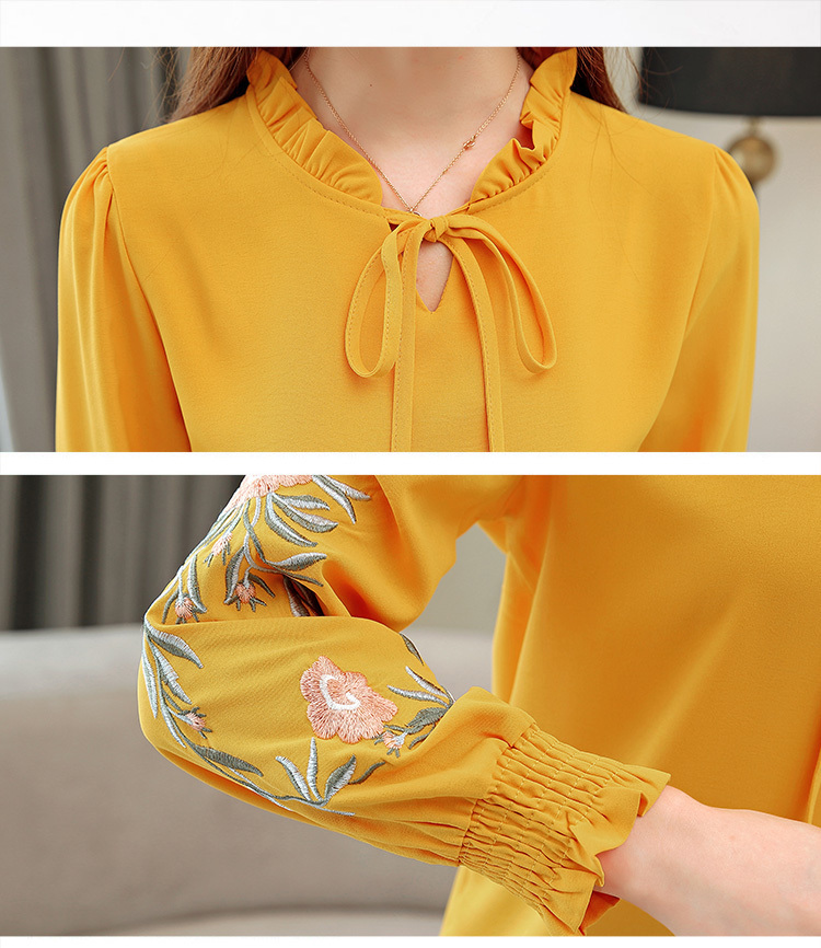 plus size women tops floral embroidery chiffon blouse shirt fashion womens tops and blouses 2019 long sleeve women shirt 1645 50 T200113