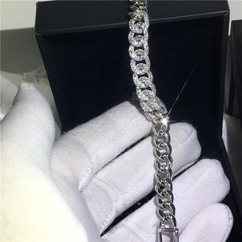 Vecalon Bangle Micro Pave 400pcs cubic zirconia 925 Sterling Silver Filled Bracelet bangle for womens Wedding accessaries Gift