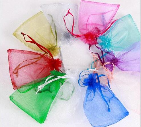 7*9cm Jewelry Bags MIXED Organza Jewelry Wedding Party favor Xmas Gift Bags Purple Blue Pink Yellow Black With Drawstring GB1505