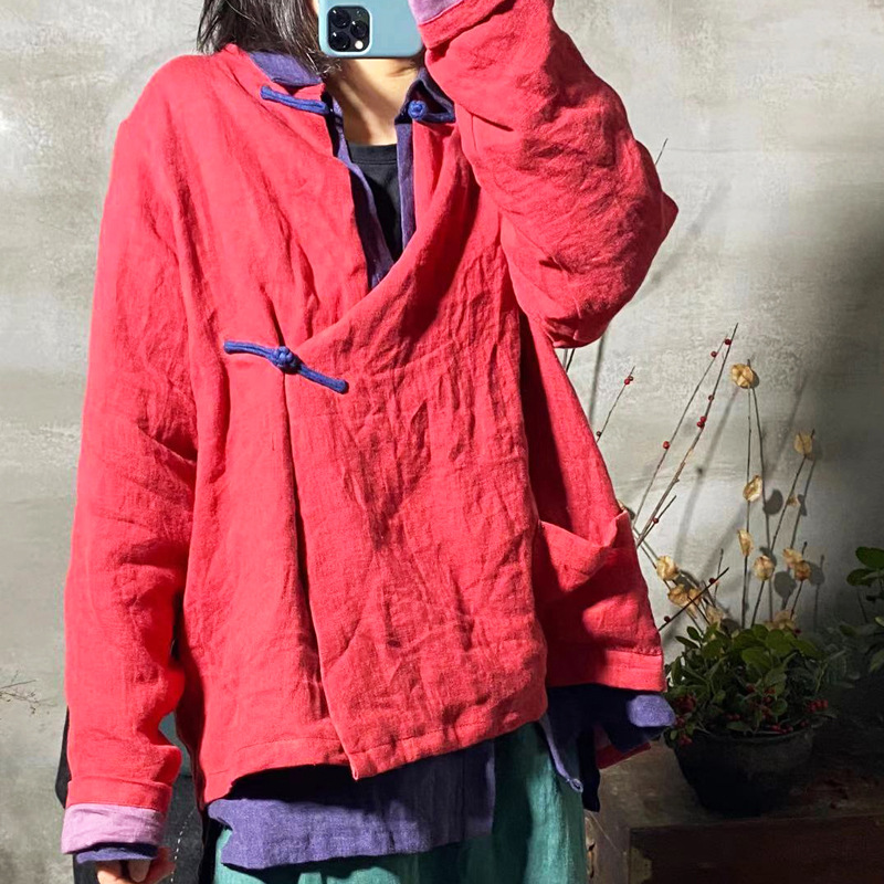 Women Spring Linen Retro patchwork Jackets Ladies Vintage Flax Spliced Short Coat Outerwear Female 2020 Tops Topcoat, Blue
Women Spring Linen Retro patchwork Jackets Ladies Vintage Flax Spliced Short Coat Outerwear Female 2020 Tops Topcoat, Blue