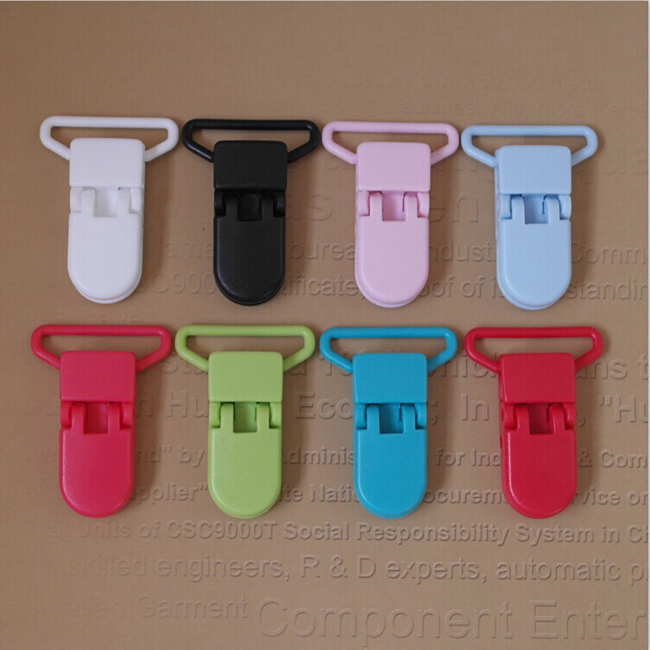 Colored Plastic Suspender Soother Pacifier Holder Dummy Clips 20mm with Gripping Teeth for Infant Baby DIY Accessories