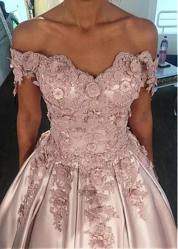 Dark Pink 2020 Evening Dresses A Line Off Shoulder Appliques Sequins Sweep Train Prom Dress Corset Backless Pageant Arabic Gowns