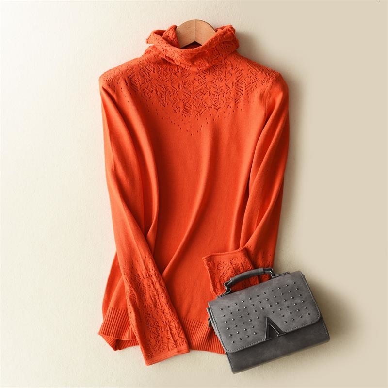 Women Knitted Sweaters Pullovers Turtleneck Long Sleeve Solid Color Sweater Women V191130