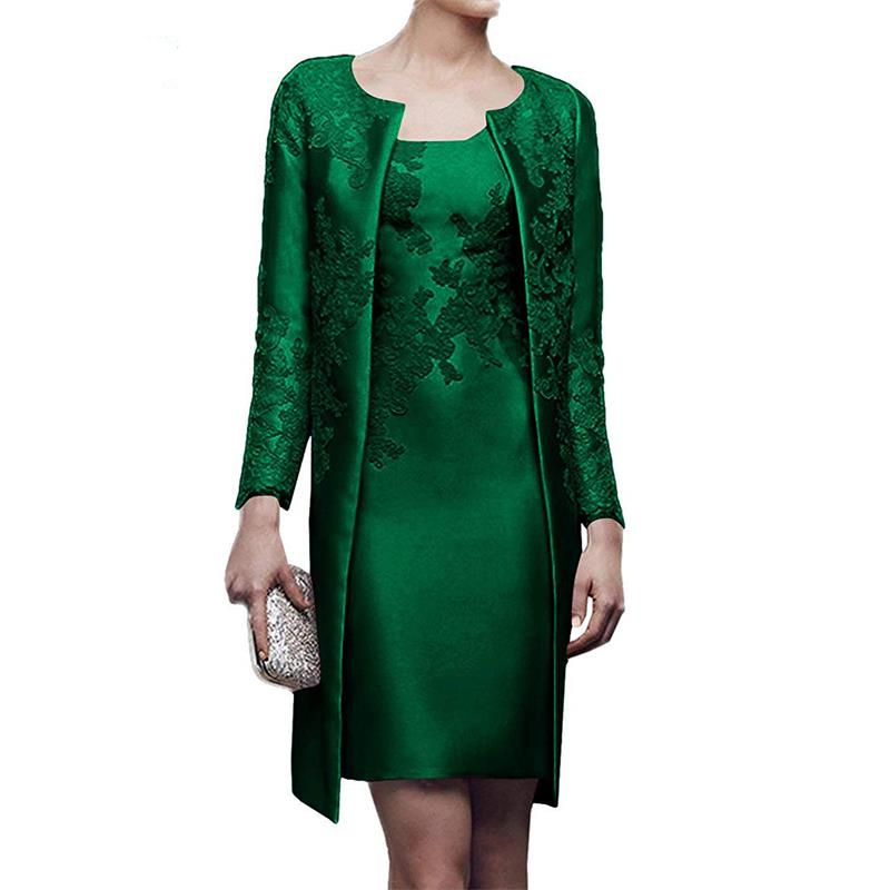Knee Length Short Mother of the Bride Dress with Jacket Coat Long Sleeve Lace Satin Column Mother of Groom Suit Wedding Guest Party Gowns, Black;red
Knee Length Short Mother of the Bride Dress with Jacket Coat Long Sleeve Lace Satin Column Mother of Groom Suit Wedding Guest Party Gowns, Black;red