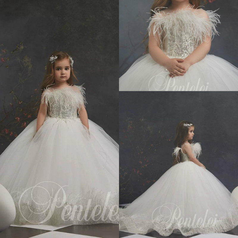 Lovely Ball Gown Flower Girl Dresses Jewel Sleeveless Sequins Feather Pageant Dress Floor Length Girl's Birthday Party, Orange
Lovely Ball Gown Flower Girl Dresses Jewel Sleeveless Sequins Feather Pageant Dress Floor Length Girl's Birthday Party, Orange
