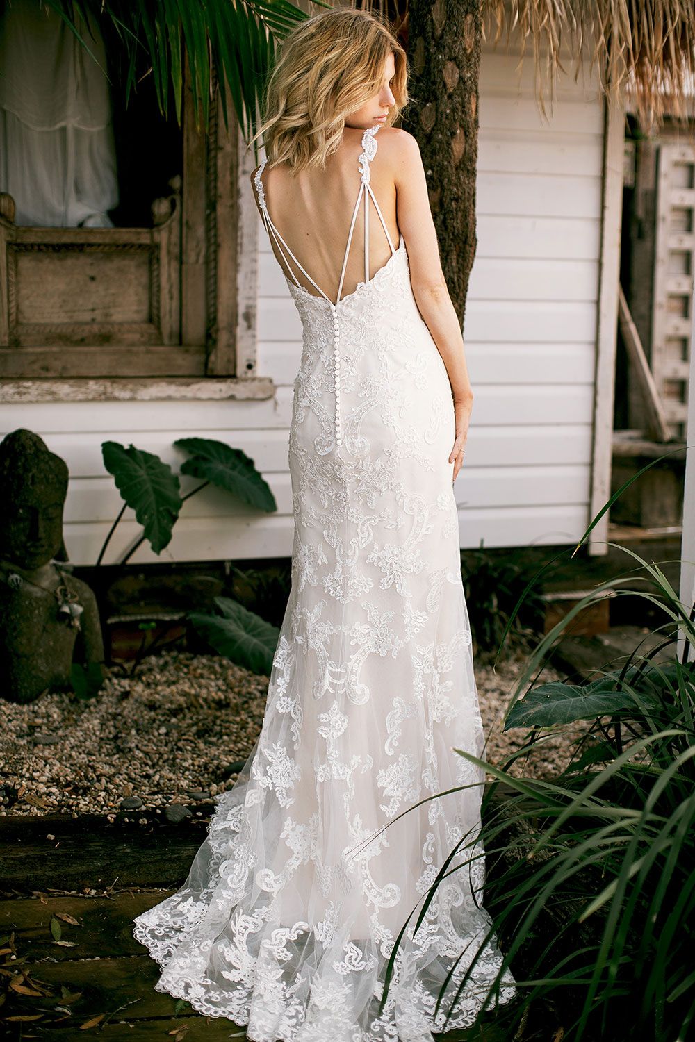 2019 Lace Mermaid Wedding Dresses Spaghetti Appliqued Sweep Train Country Wedding Dress Custom Made Plus Size Bohemian Bridal Gowns