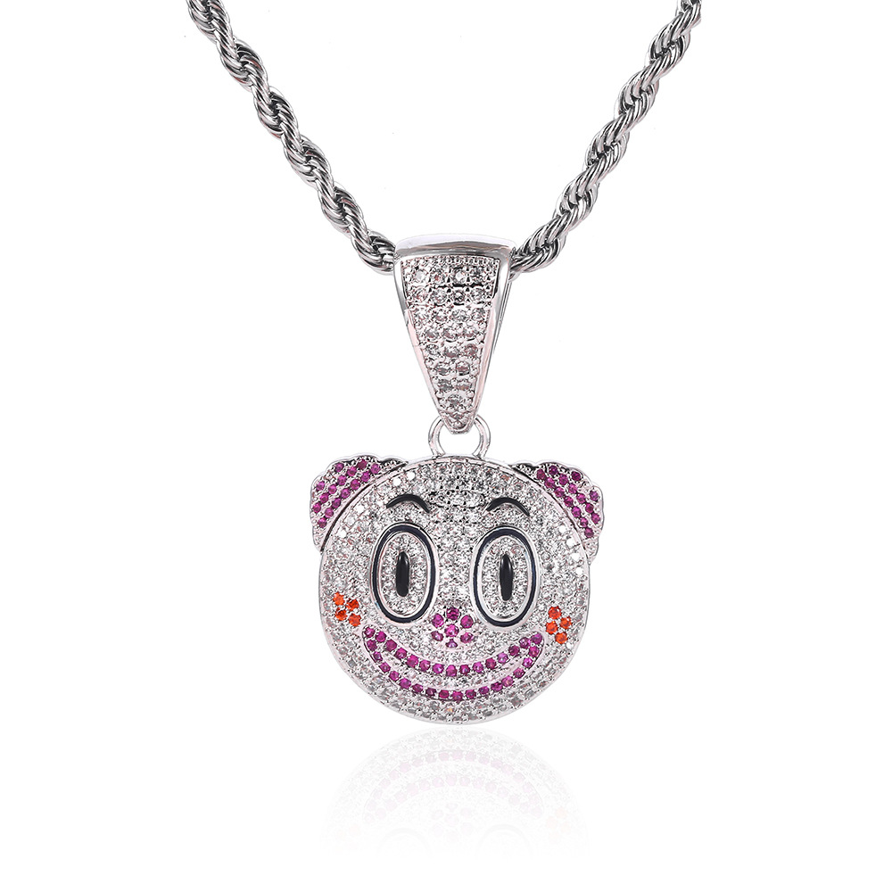 Wholesale-A Cute Clown Pendant With A Round Face And Diamond Chain Zircon Electroplating Copper Hip-hop Jewelry Full of Diamonds, Silver
Wholesale-A Cute Clown Pendant With A Round Face And Diamond Chain Zircon Electroplating Copper Hip-hop Jewelry Full of Diamonds, Silver