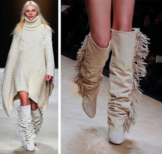 Women Knee High Suede Fringe Boots Black/White/Gray Platform Wedged Tall Boots New Fashion Women Motorcycle Tassel Boots
Women Knee High Suede Fringe Boots Black/White/Gray Platform Wedged Tall Boots New Fashion Women Motorcycle Tassel Boots