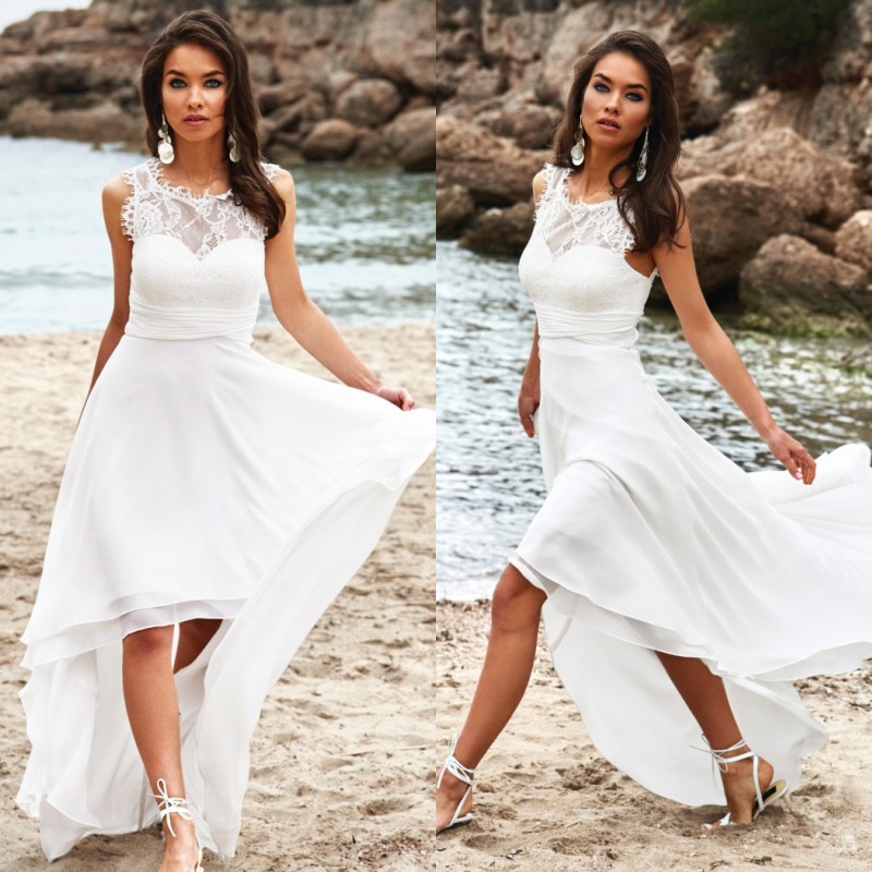 2019 High Low Beach Wedding Dresses Jewel Neck Lace Appliqued Chiffon Skirts Vestidos De Novia Floor Length A Line Boho Wedding Dress, Dark navy
2019 High Low Beach Wedding Dresses Jewel Neck Lace Appliqued Chiffon Skirts Vestidos De Novia Floor Length A Line Boho Wedding Dress, Dark navy