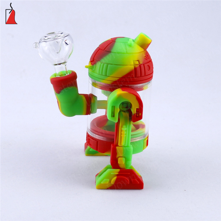 Creative design silicone water pipe Robot shape Glass Oil Burner Pipe unbreakable silicon smoking bubbler Hookah with glass bowl
Creative design silicone water pipe Robot shape Glass Oil Burner Pipe unbreakable silicon smoking bubbler Hookah with glass bowl