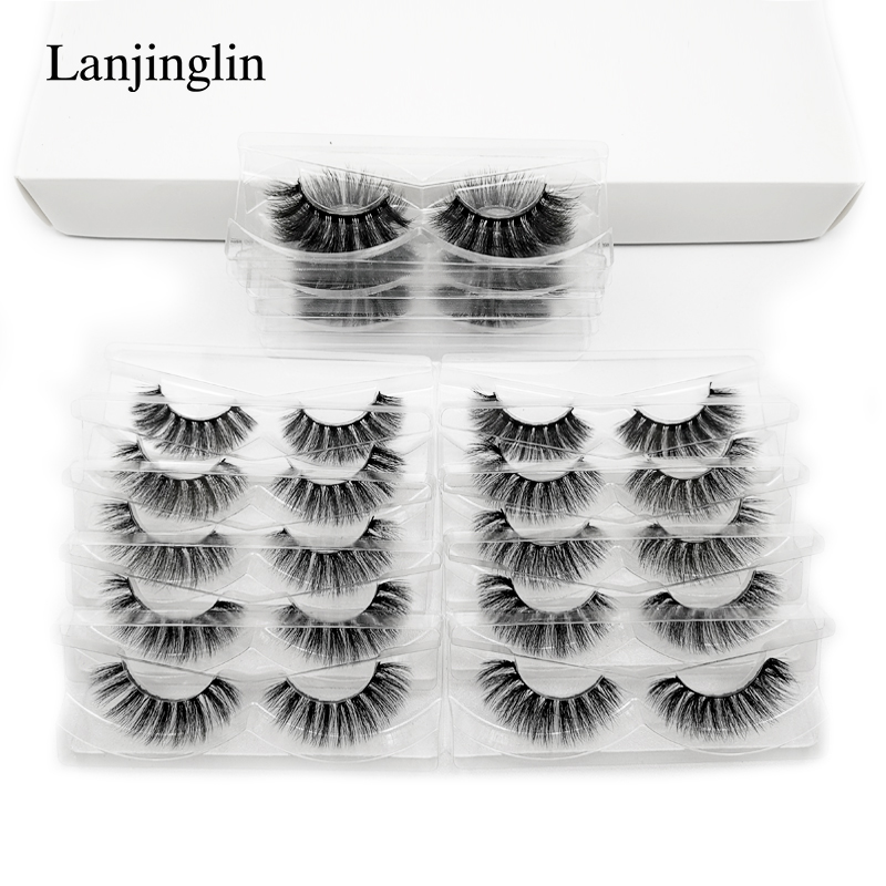 wholesale 3d mink false eyelashes 20/30/40/50/100 pairs fluffy wispy fake lashes natural long makeup lash extension in bulk