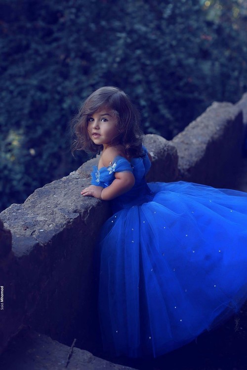 Royal Blue Flower Girl Dresses for Wedding Off The Shoulder Butterfly Floor Length Ball Gown Girls Pageant Dress With Beaded Pearls