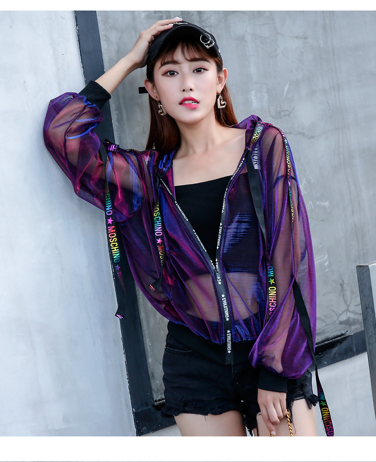 Summer Rave Festival Wear Clothes Holographic Burning man Hoodies Outfits Hologram Women Rainbow Jacket Clothings Y190830