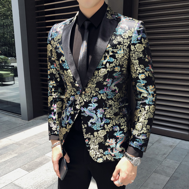 suit design mens (top) Chinese dragon 3D printing high quality printing velvet fabric Groom dresses classic mens suits, Same as image
suit design mens (top) Chinese dragon 3D printing high quality printing velvet fabric Groom dresses classic mens suits, Same as image