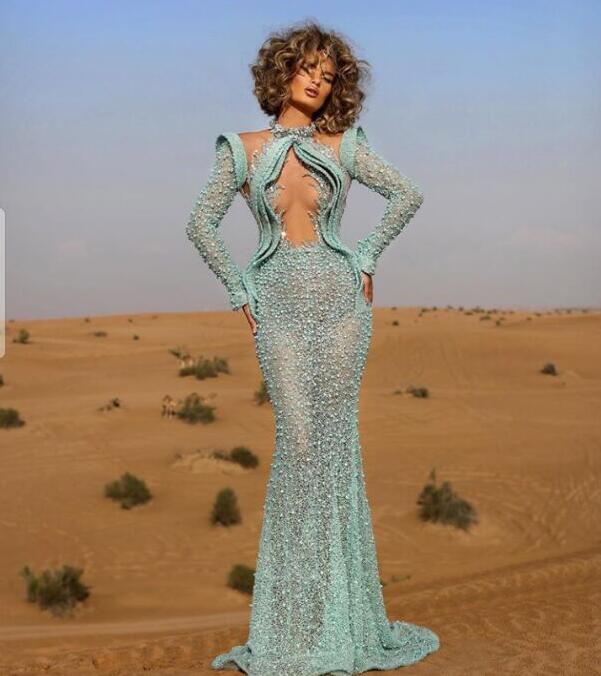 Evening dress Yousef Aljasmi Hn High neck Long sleeve Green Pearls Floor Length Mermaid, Same with picture
Evening dress Yousef Aljasmi Hn High neck Long sleeve Green Pearls Floor Length Mermaid, Same with picture