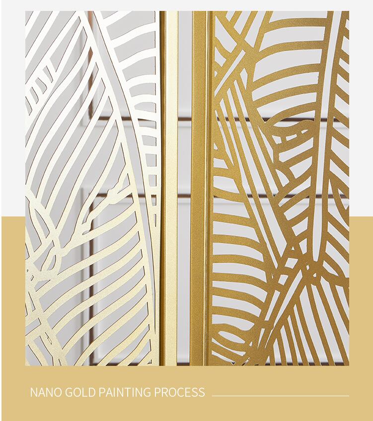 Golden banana leaf screen partition folding mobile Room Dividers Nordic decorative small house European modern hollow iron Screens