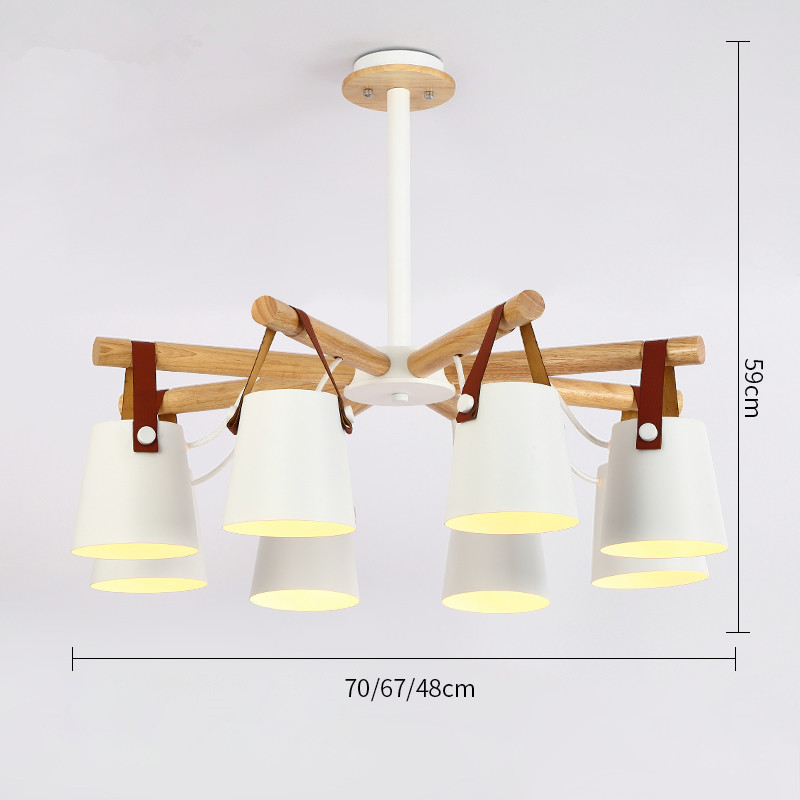 Nordic living room chandelier Pendant Lamps creative personality belt restaurant solid wood loft cafe log iron bedroom lights