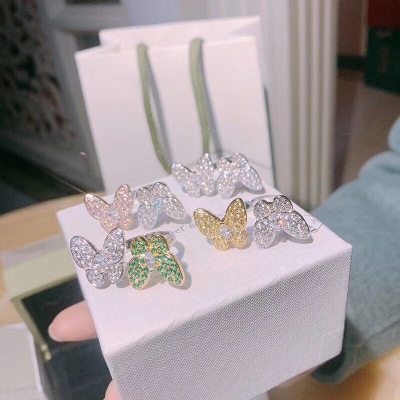 Fashion-Brand name Top Quality punk opened butterfly ring with diamond for women jewelry gift wedding Free shipping PS6424A