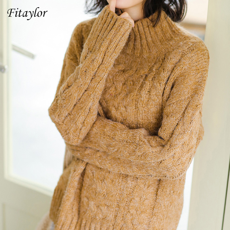 Fitaylor Fashion Winter Women Turtleneck Pullovers Casual Knitted Thickness Warm Sweater Loose Fit Solid Color Knitwear Tops, Khaki
Fitaylor Fashion Winter Women Turtleneck Pullovers Casual Knitted Thickness Warm Sweater Loose Fit Solid Color Knitwear Tops, Khaki