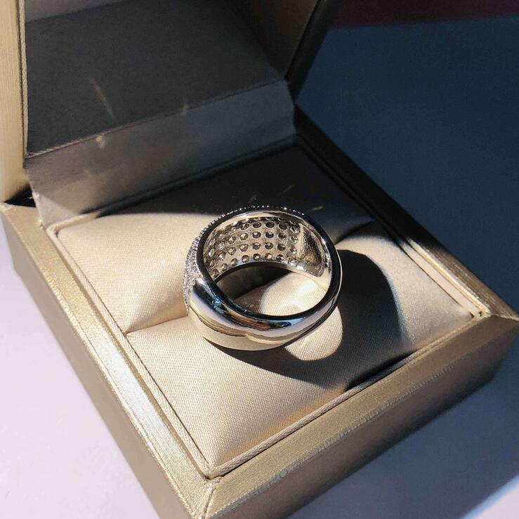 Sparkling Finger Ring Luxury Jewelry 925 Sterling Silver Full White Sapphire CZ Diamond Gemstones Women Wedding Engagement Band Ring Gift
