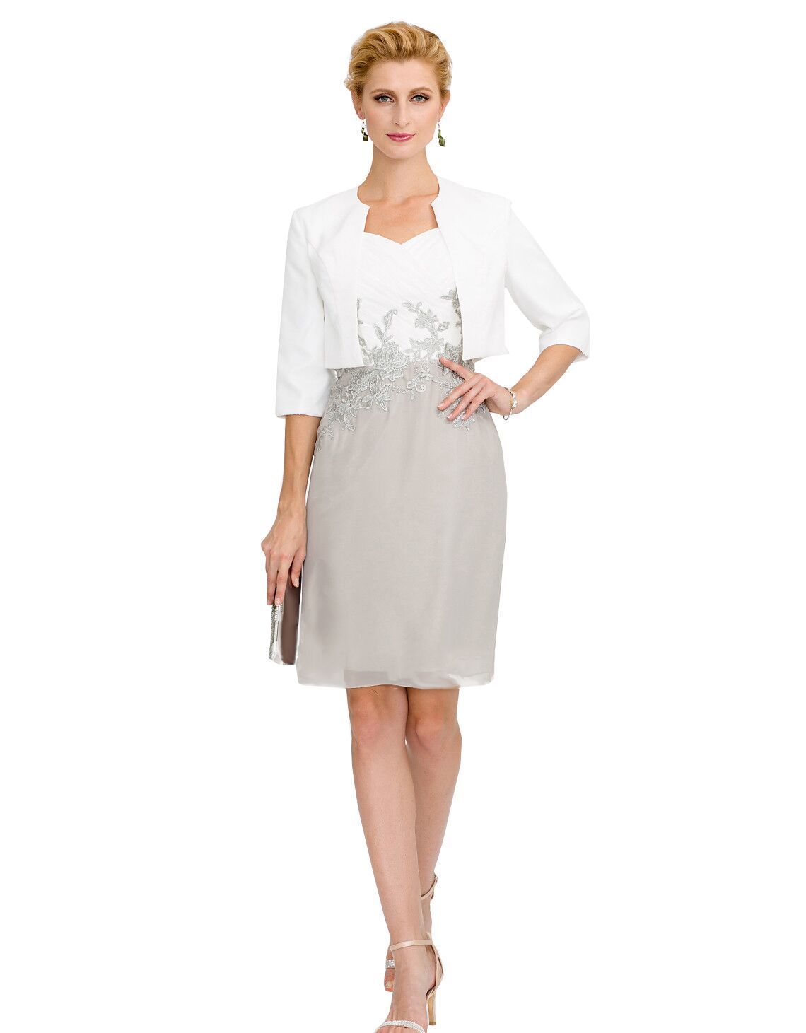 Cheap Mother Of The Bride Dresses Knee Length Lace Formal Cocktail Party Dress Jewel Neck Plus Size Wedding Guest Dresses