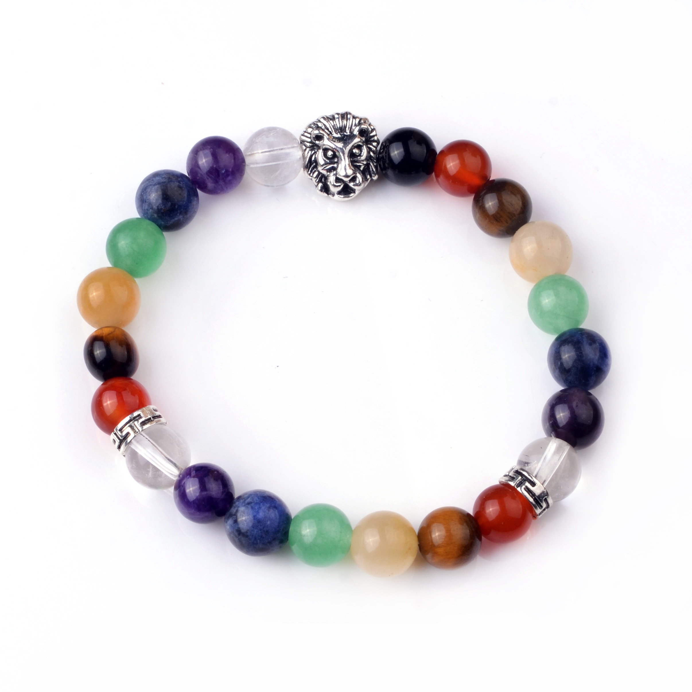 7 jewel chakra lion head gemstone bracelet men and women healing treatment yoga bracelet