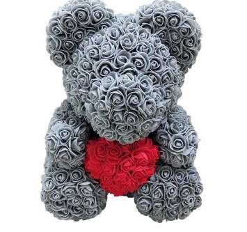 Lovely Big Red Rose Flower Bear Rose With Heart Ornaments Gifts for Valentines's Day Women Wife Gift 25cm 8 colors
